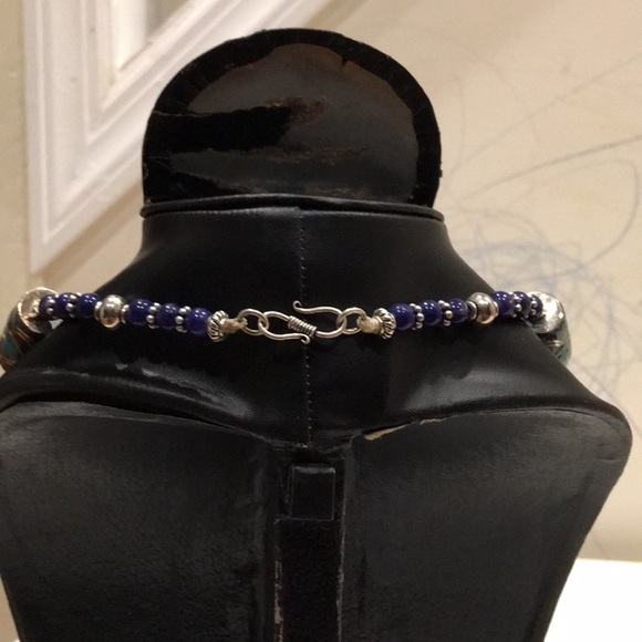 Turquoise Lapis Stone inlaid beads necklace - Picture 5 of 6